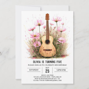Akustisk musikers Guitar Birthday Inbjudningar
