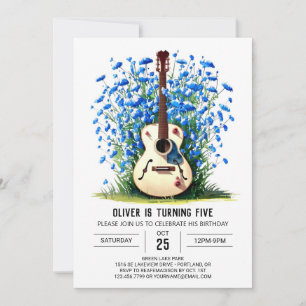 Akustisk musikers Guitar Boy Birthday Inbjudningar
