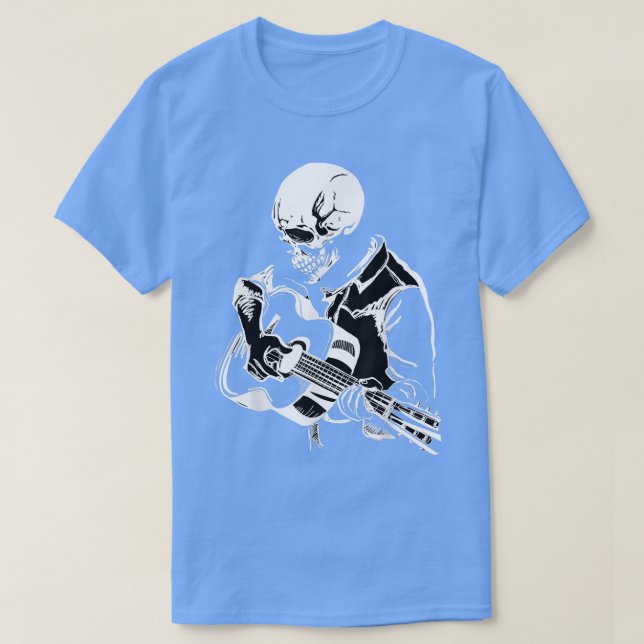 Akustisk Rock musik Skeleton Hoppgitar  T Shirt (Design framsida)