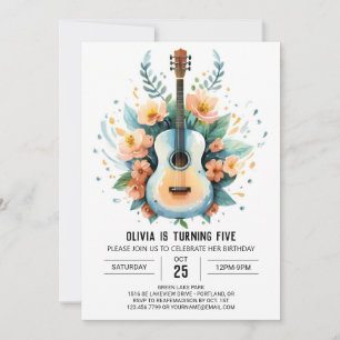 Akustisk Roligt Guitar Birthday Inbjudningar