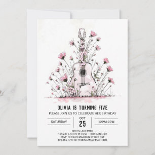 Akustisk Roligt Guitar Birthday Inbjudningar
