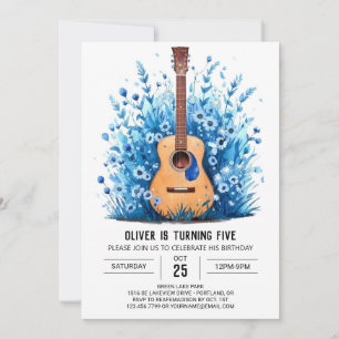 Akustisk utskrift Guitar Boy Birthday Inbjudningar