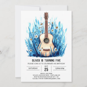 Akustisk utskrift Guitar Boy Birthday Inbjudningar