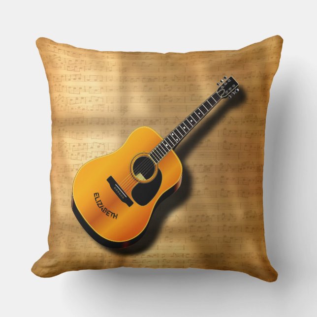 Akustisk vintagegitarr med kudde (Framsida)