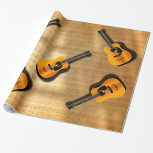 Akustisk vintagegitarr med presentpapper
