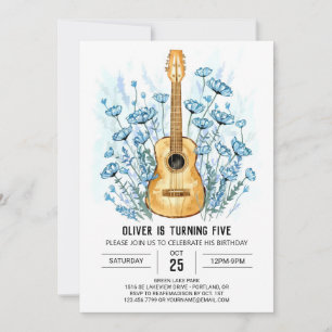Akustisk visemisk Guitar Boy Birthday Inbjudningar