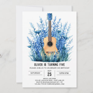 Akustisk visemisk Guitar Boy Birthday Inbjudningar