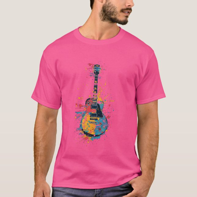 Akustiska gitarrer från gitarrer i stänk stil t shirt (Framsida)