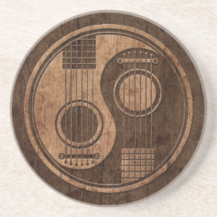 Akustiska gitarrer Yin Yang med Wood korn Underlägg