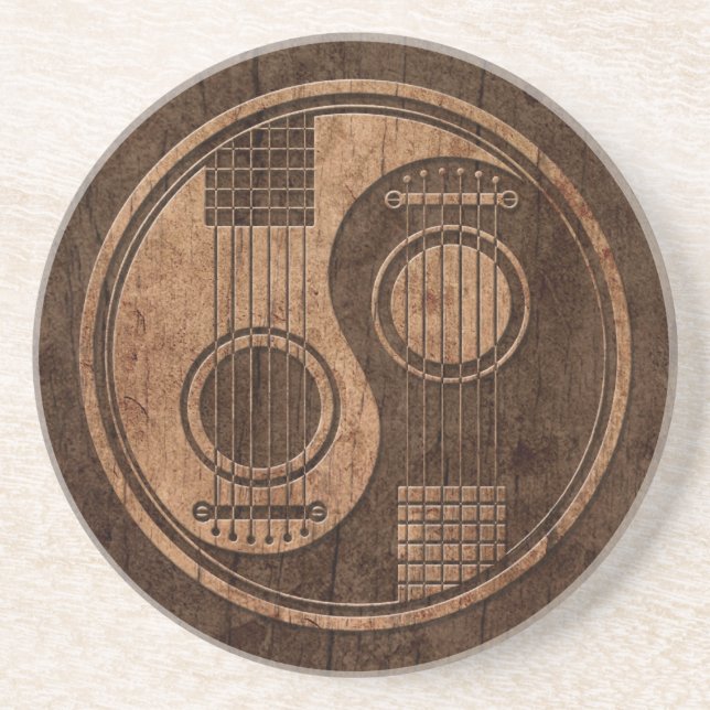 Akustiska gitarrer Yin Yang med Wood korn Underlägg (Framsidan)