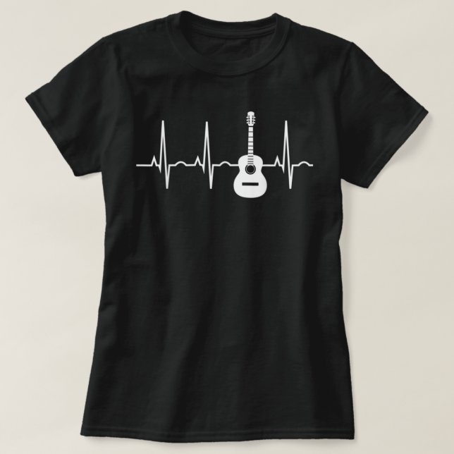 Akustiska Guitar-hjärtslag T Shirt (Design framsida)