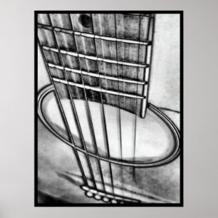 Akustiska Guitar Perspective Strings Black Gräns Poster