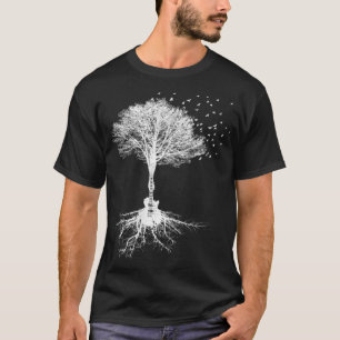 Akustiska Guitar Player Nature Träd Birdday Krist T Shirt