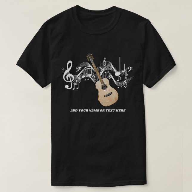 Akustiska skjortor för gitarrlandgitarr T Shirt (Design framsida)