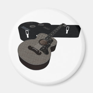 akustiskt gitarr & fodral för halvton 3D Magnet