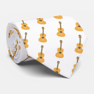 Akustiskt Gitarr Mönster Brunt Musikinstrument Slips