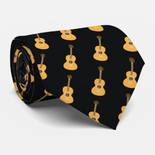 Akustiskt Gitarr Mönster Bruntt Musikinstrument Slips