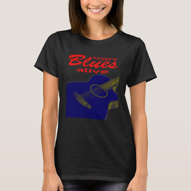 Akustiskt gitarr som håller blåsorna vid liv t shirt (Framsida)