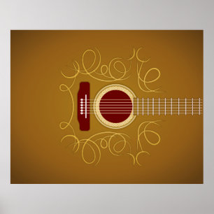Akustiskt klassiskt gitarr poster