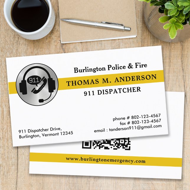 Akut för Dispatcher Anpassningsbar Services 911 QR Visitkort (Skapare uppladdad)