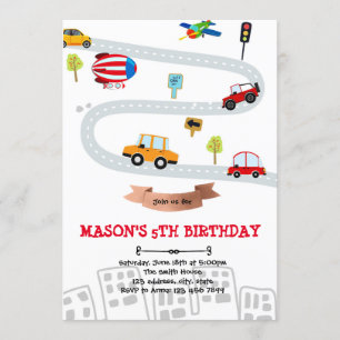 Akut fordon transport födelsedagskort inbjudningar