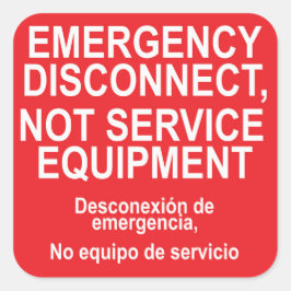 Akut frånkoppling, ej serviceutrustningsetikett fyrkantigt klistermärke