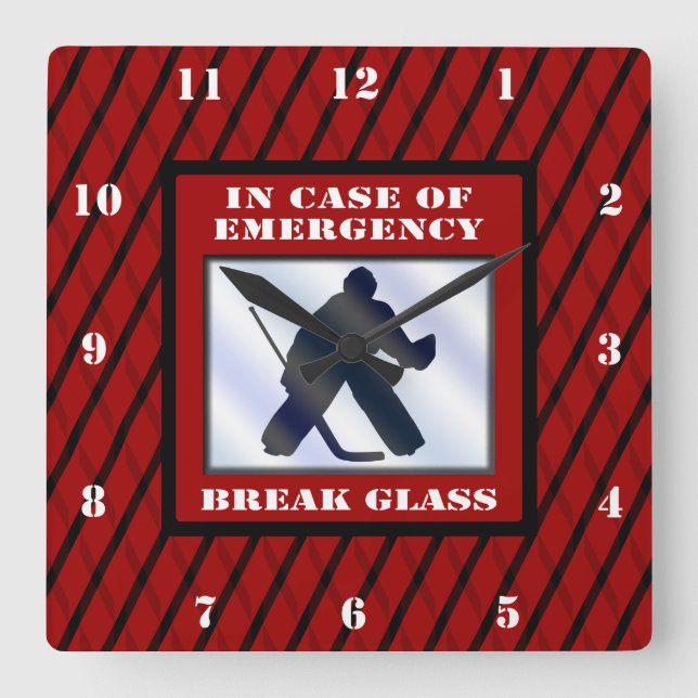 Akut Hockey Goalie Wall Clock Fyrkantig Klocka (Framsida)