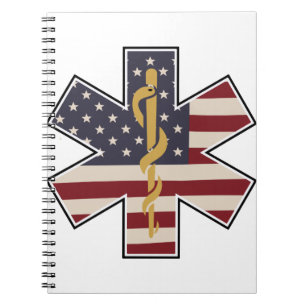 Akut Medical Worker Tribute USA flagga-EMS EMT Anteckningsbok