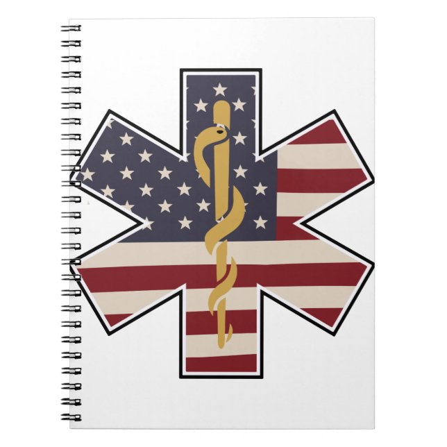 Akut Medical Worker Tribute USA flagga - EMS EMT Anteckningsbok (Framsidan)