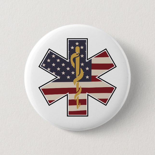 Akut Medical Worker Tribute USA flagga - EMS EMT Knapp (Framsida)