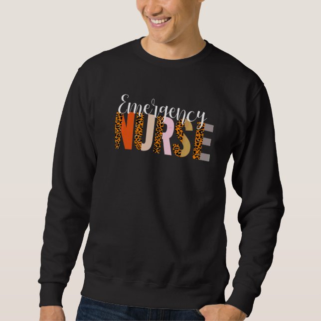 Akut Nurse Leopard Skriv ut er Nurse Nursing Sch Lång Ärmad Tröja (Framsida)
