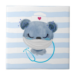 Akut ört med en medicinsk mask kakelplatta
