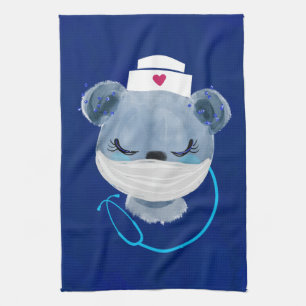 Akut ört med en medicinsk mask kökshandduk