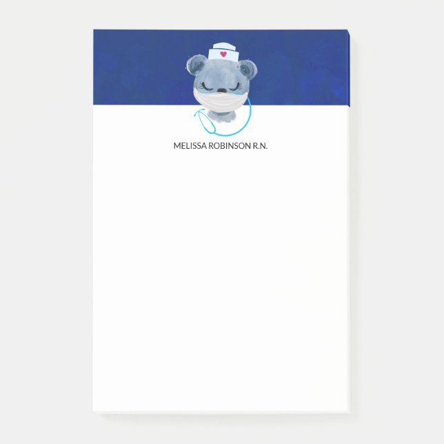 Akut ört med en medicinsk mask post-it block (Framsida)