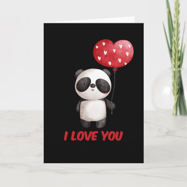 Akut panda med hjärta | I Kärlek You Valentine Gif Kort (Framsida)