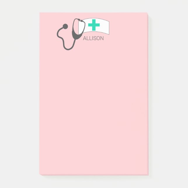 Akut Rosa Sjuksköterska med medicinsk status Sjukd Post-it Block (Framsida)