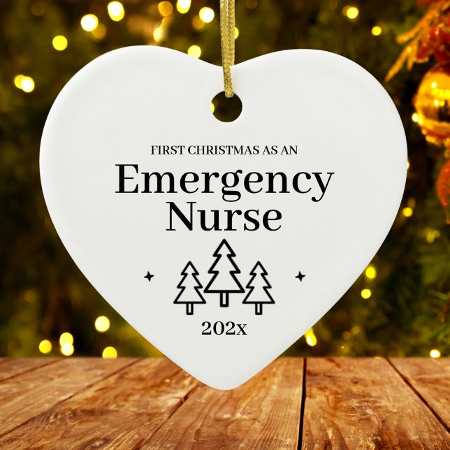 Akut Sjuksköterska Första julen Julgransprydnad Keramik (Emergency Nurse First Christmas Ornament
)