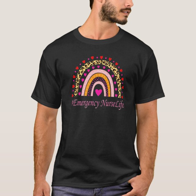 Akut Sjuksköterska Leopard Rainbow Nurse's Week T Shirt (Framsida)
