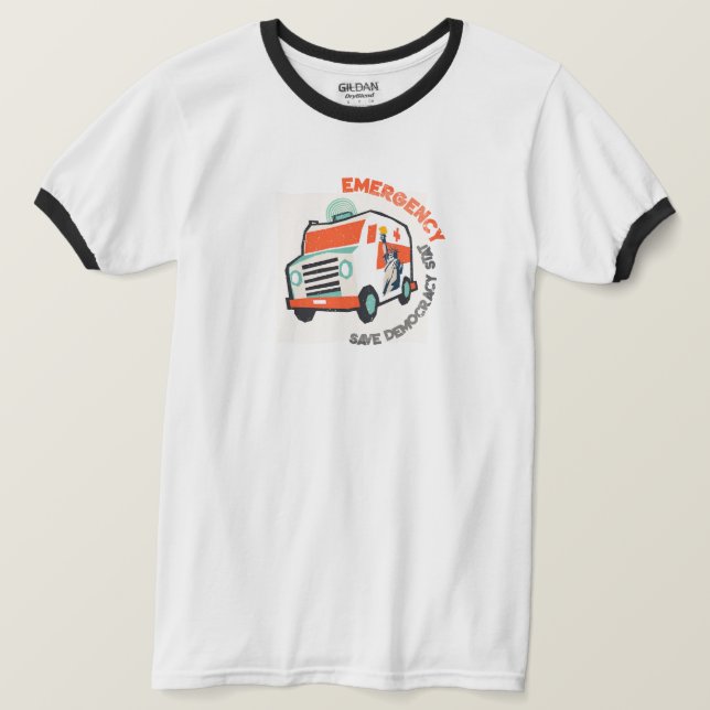 Akut! Spara Demokratistat! Ambulans T Shirt (Design framsida)