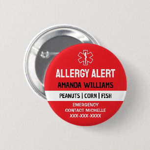 Akutet anpassningsbar Red Allergy Alert Knapp