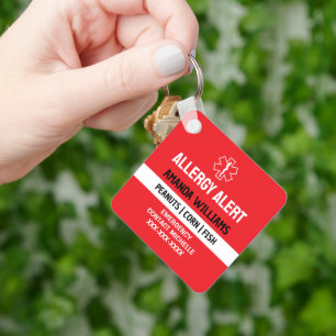 Akutet anpassningsbar Red Allergy Alert Nyckelring