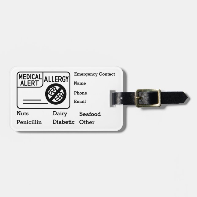 Akutet för allergi vid medicinsk varning bagagebricka (Horisontell Framsida)