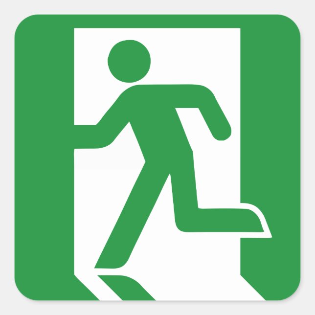 Akutets utgångsindikator fyrkantigt klistermärke (Framsida)