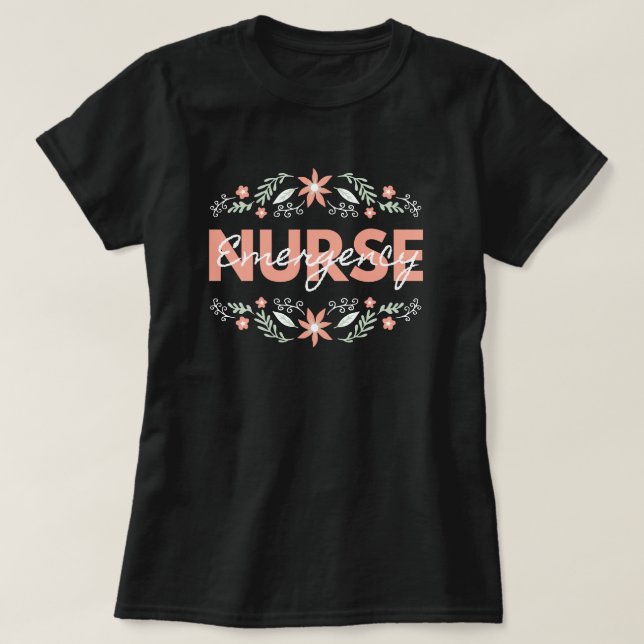 Akutsjuksköterska för blommor t shirt (Design framsida)