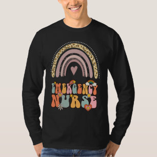 Akutsjuksköterska Groovy Retro Vintage Regnbåge Sö T Shirt