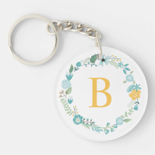 Akva och Gult Utandning av monogrammad Blommigt