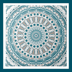 Akva och Taupe Mandala Mönsterdesign Kakelplatta