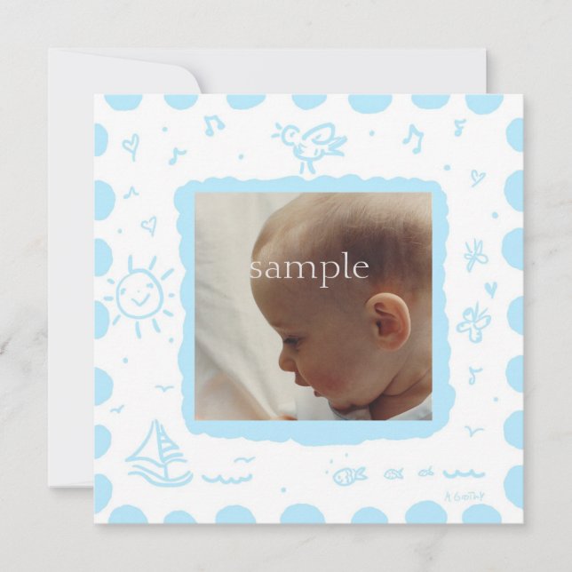 Akva Songbird Birth Announcement Meddelande (Framsida)