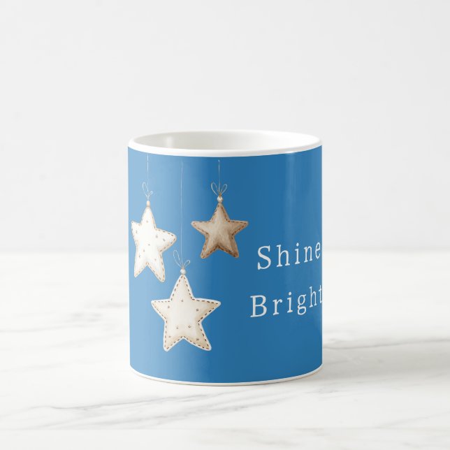 Akvablå Kräm Elfenben Brun Stjärnor Kaffemugg (Center)