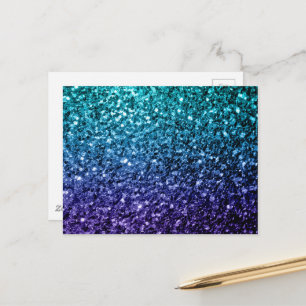 Akvablå Ombre falskt glitter gnistrar Vykort